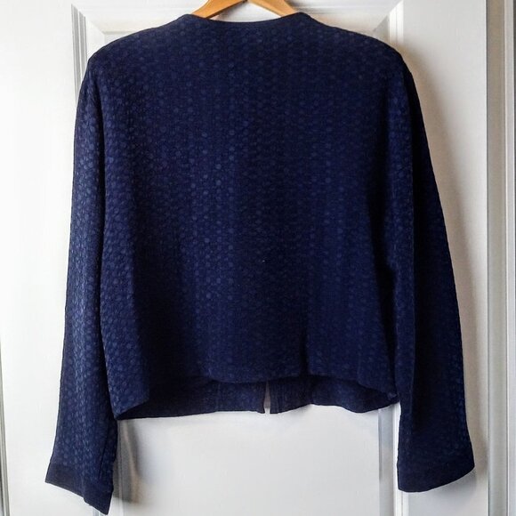 Vintage Cynthia Max Navy Blue Textured Cardigan - Picture 2 of 7